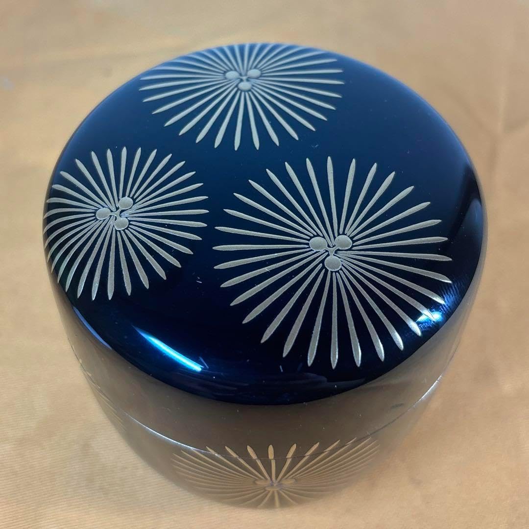 青地金欄小松引茶器 妙見窯 棗